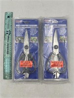 NEW Lot of 2-2ct Grip Multi-Purpose Scissors