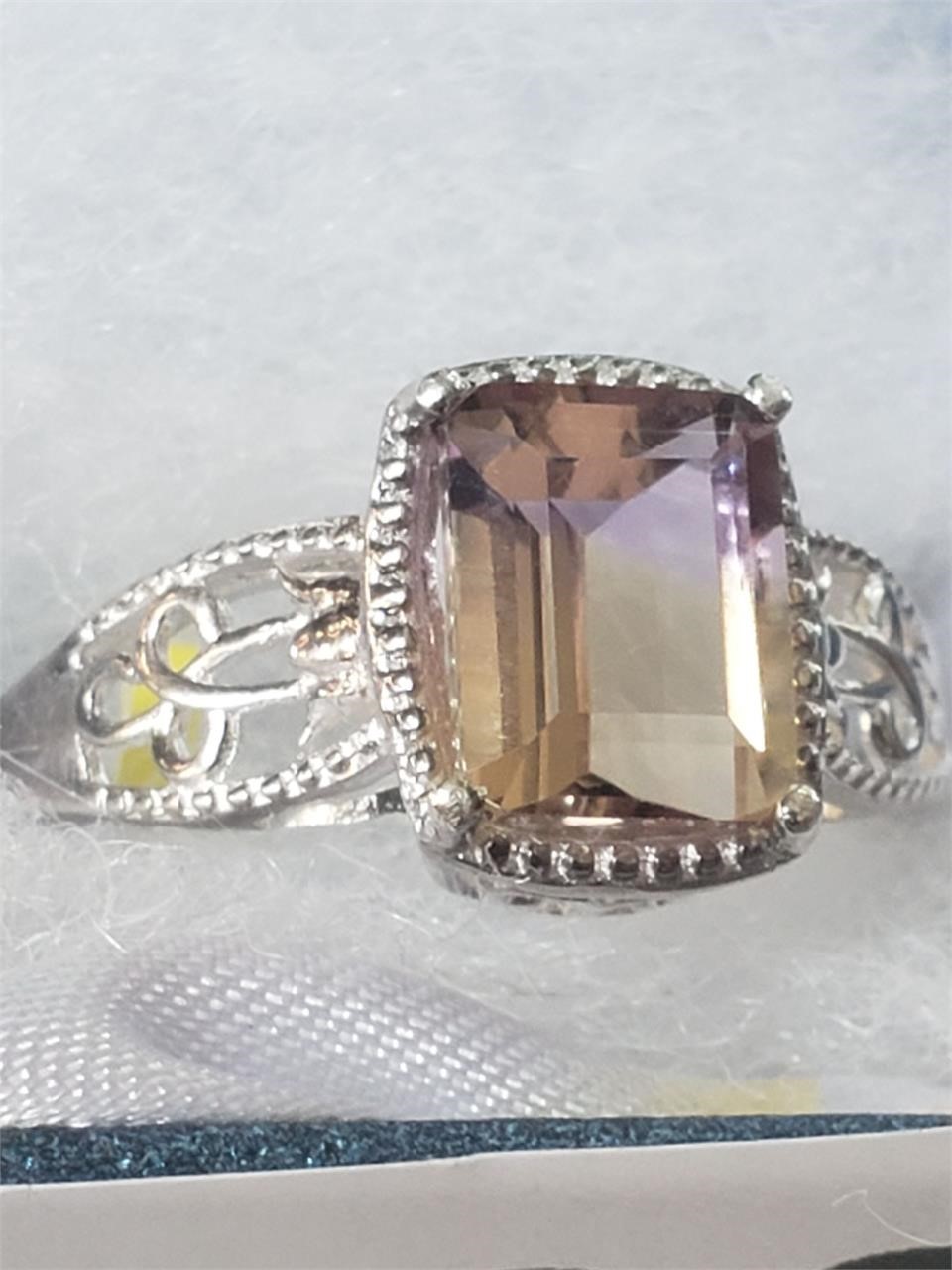 New Sterling Siver Beautiful Ametrine Ring Sz 10