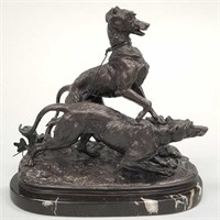 P.J. Mene bronze of 2 terriers - 10" x 10"