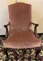 Armchair w/ Upholstered w/ Wood Carved Accents