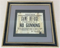 Antique Framed Game Refuge Poster