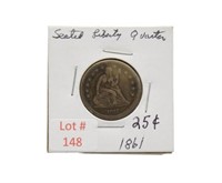 1861 Seated Liberty Quarter