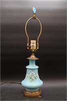 Vintage Hand-Painted Blue Moriage Glass Lamp