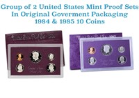 Group of 2 United States Mint Proof Sets 1984-1985