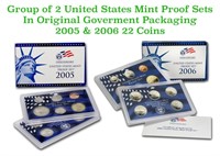 Group of 2 United States Mint Proof Sets 2005-2006