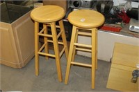 TWO WOODEN STOOLS