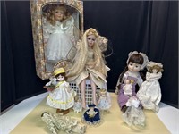 Collection of Porcelain Dolls Miniature to 16”