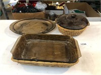 Anchor Hocking Brown Glass Dishes w/ Baskets &