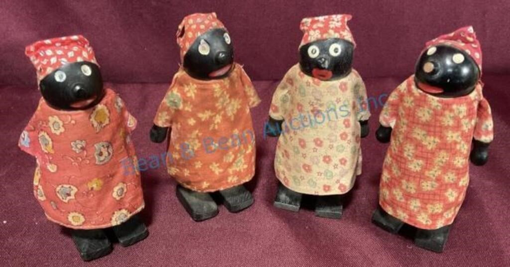 Black Americana folk art shelf walkers