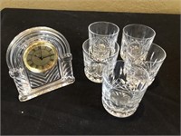 Crystal Quartz Clock and Crystal Tumblers