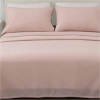 Fleece Warmer Sheet Set (Queen  Blush Pink)