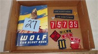 Vintage Cub Scout Book and Patches Lot