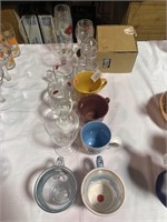 14+ misc. Glass Cups & 4 Pc Bird Coffee Mugs