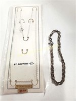 Marked Sterling Silver Necklace & Bracelet Chain