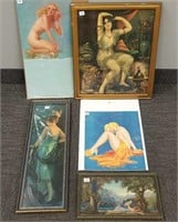 3 framed Deco prints "Honeymooning in the Alps"