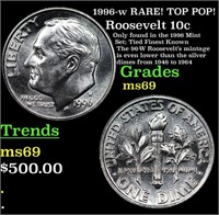 1996-w Roosevelt Dime RARE! TOP POP! 10c Grades ms