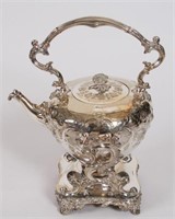 Silver Plated Tilting Teapot Water Warmer on Stand
