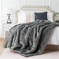 50x60 Inch BATTILO HOME Grey Faux Fur Throw