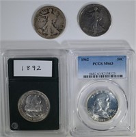 4 - HALF DOLLARS: 1962 FRANKLIN PCGS