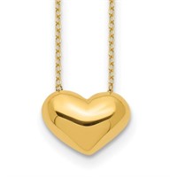 14 Kt- Polished Puffed Heart 18 inch Necklace