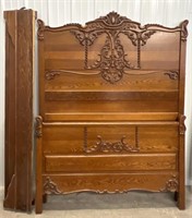 Antique Beautiful Hand Carved Victorian Headboard