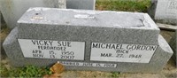 Engraved granite headstone: 43"W x 10"D x 15"H