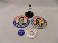 Ronald Reagan Political Buttons; (4);