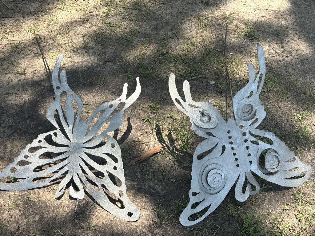 3ft Iron/Metal Reticulated Butterfly Garden Stakes