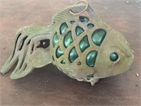 RARE Antique Cast Iron Art Glass Fish Koi Ornament