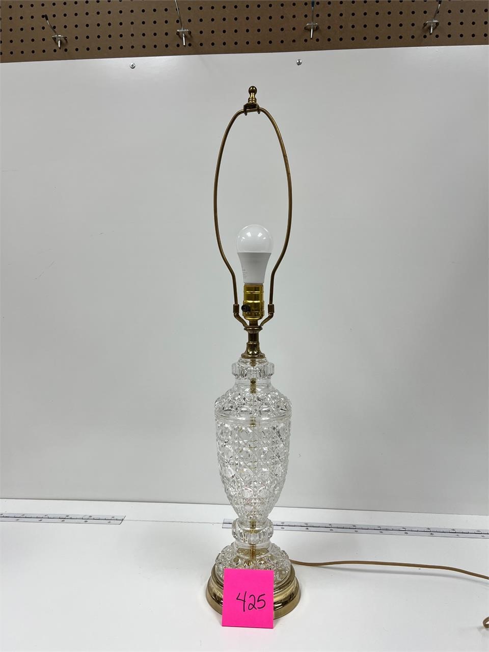 Vtg Cut Glass Hollywood Regency Lamp WORKS