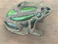RARE Antique Cast Iron Art Glass Frog Ornament