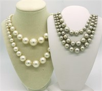 2 Vintage Chunky Pearl Necklaces
