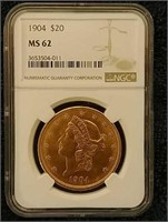 1904 Liberty $ 20 gold piece NGC MS62