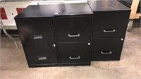 (3) 2 DRAWER BLACK FILE CABINETS