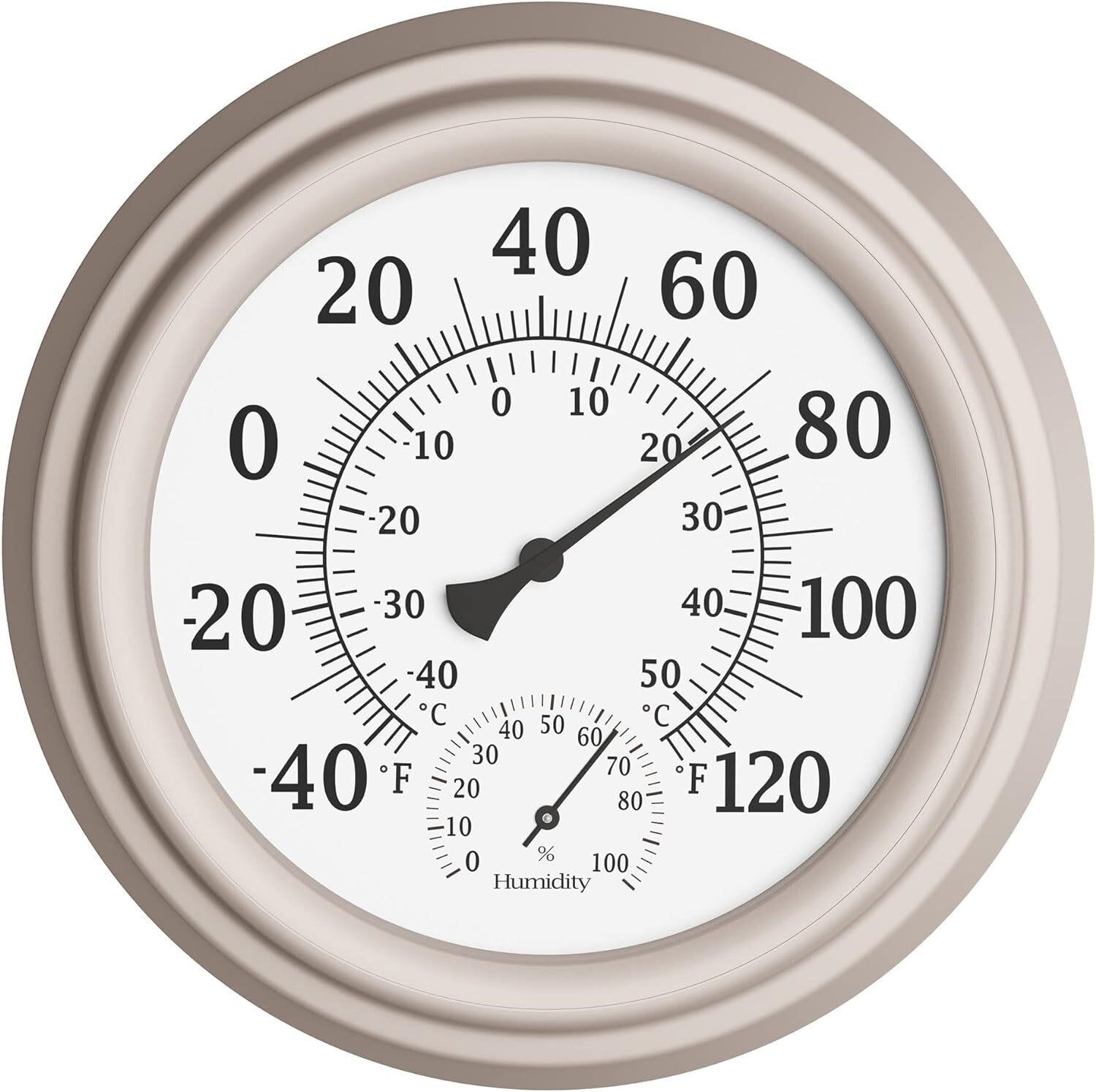 Wall Thermometer - 8-Inch Decorative Silver