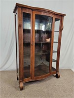 Tiger Oak 4 Shelf Display Cabinet Glass Doors