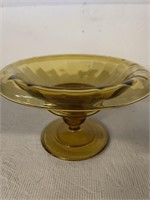 1950's 2pc Amber Colored Pedestal Candy Dish