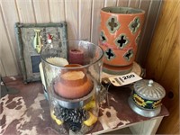 Group of candle holders & decorative items