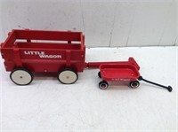 Pair of Little red Wagons  Wood & Metal