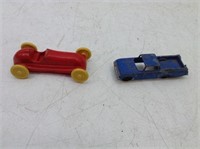 (2) Vtg Toy Cars  Tootsie & Knickebocker Plastic