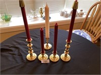 5 brass candle holders