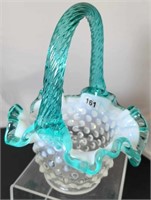 7" Hobnail Basket w/ Sea Mist Green Crest