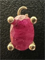 Ruby & Gold Pendant (broken Clasp) .37 Grams
