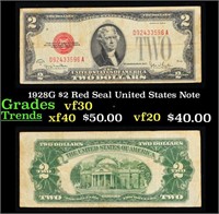 1928G $2 Red Seal United States Note Grades vf++