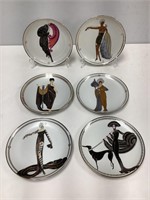 Six House of Erte Limited Edition Plates