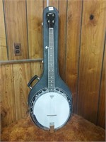 Aria Banjo with Banjo Hard Carry Case and Finger