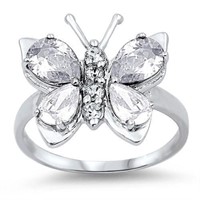 White Topaz Butterfly Ring