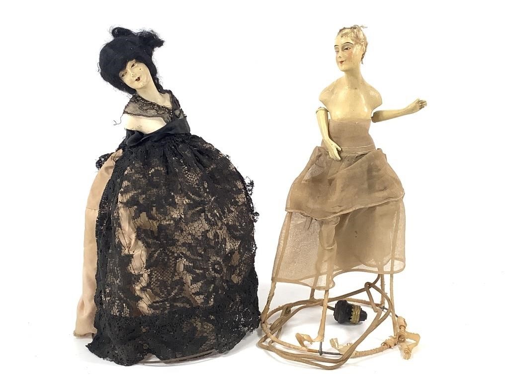 Figural Lamp + Figural Shade, 2 Female Figures