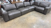 Modern Gray Leather Sectional Sofa. Can be Styled