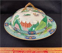 PRETTY ANTIQUE STAFFORDSHIRE HAND PAINTED DISH